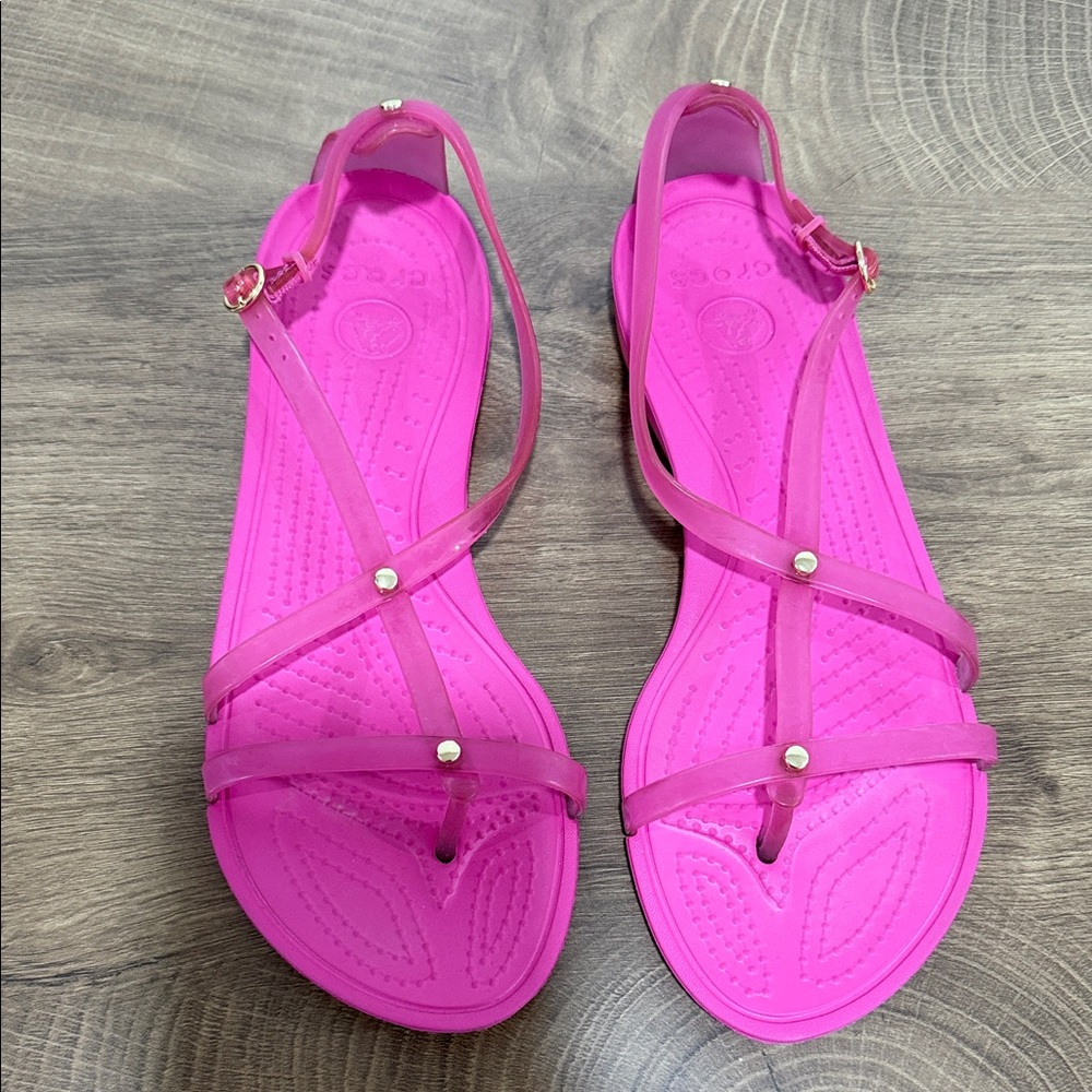 CROCS Women's Bright Pink Strappy Sandals